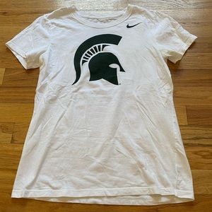 Women’s green MSU shirt.